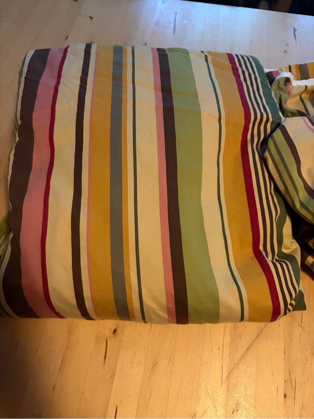 Striped Multi-Color Cotton Duvet Cover - Green & Yellow Stripe + 2 matching sham